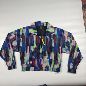 Craft Cropped Wind Jacket Womens Small Multi Blurred Neon Colors Asome 1/2 Zip